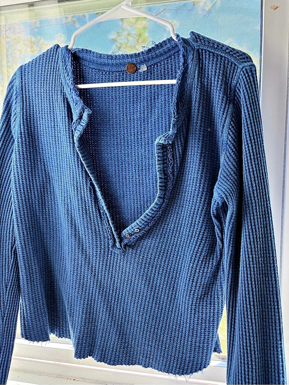 FP ONE Ribbed Button Front Thermal in Blue
